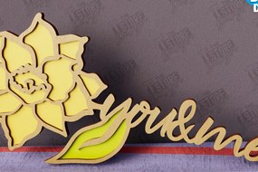 Σετ των 2 Intra απο ξύλο plywood 3mm-4mm πάχος – Λουλούδια του Αγίου Βαλεντίνου | Ρομαντικό δώρο Δίασταση  20x20 cm INTRAFABR-112499467