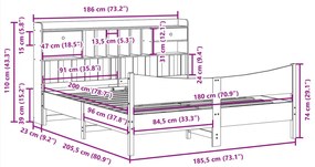 Σκελετός Κρεβ. Χωρίς Στρώμα Λευκό 180x200 εκ Μασίφ Πεύκο - Λευκό