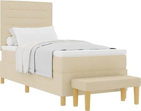 vidaXL Κρεβάτι με ελατήρια με μαξιλάρι Κρεμ 200 x 90 εκ. ύφασμα