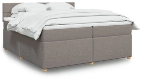 Κρεβάτι Boxspring με Στρώμα Taupe 200x200 εκ. Υφασμάτινο - Μπεζ-Γκρι