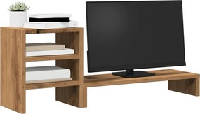 vidaXL Βάση Οθόνης με Organiser Γραφείου Καφέ Δρυς από Επεξ. Ξύλο