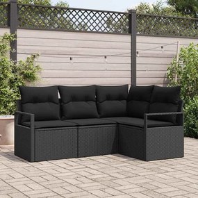 vidaXL Σετ Καναπέ Κήπου 4 pcs Μαύρο Πολυ ράταν
