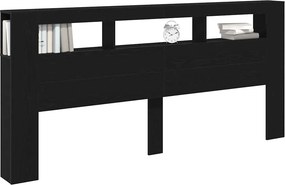 vidaXL LED κεφαλάρι με ράφι Μαύρη Οξυά 220 x 18,5 x 103,5 εκ