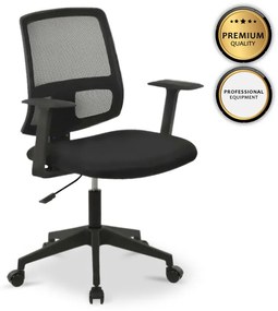 Καρέκλα εργασίας Paco Megapap υφασμάτινη χρώμα μαύρο 63x60x98εκ. - 0208924