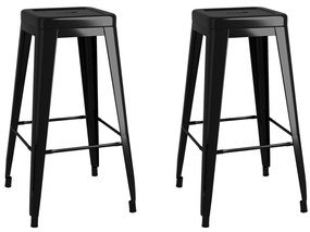 vidaXL Σκαμπό Μπαρ Στοιβαζόμενα 2 τεμ. Μαύρα Μεταλλικά