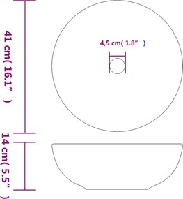 vidaXL Νιπτήρας Λευκός και Μπλε Φ41x14 εκ. Κεραμικός