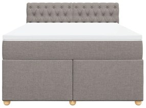 Κρεβάτι Boxspring με Στρώμα Taupe 160x200 εκ. Υφασμάτινο - Μπεζ-Γκρι