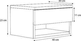 Κομοδίνο επιτοίχιο Mary Megapap χρώμα λευκό 40x30x23εκ.