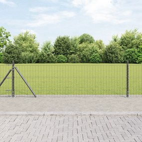 vidaXL Euro Fence με 13 Φλαντζωτά Στηρίγματα 0.4x25 μ Γαλβανισμένος Χάλυβας