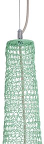 GloboStar® KENTUCKY 01885 Vintage Κρεμαστό Φωτιστικό Οροφής Μονόφωτο 1 x E27 AC220-240V IP20 - Φ60 x Υ90cm - Τιρκουάζ Μεταλλικό Πλέγμα - 5 Χρόνια Εγγύηση