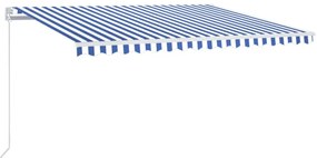 vidaXL Τέντα Συρόμενη Χειροκίνητη Μπλε / Λευκό 450 x 350 εκ.