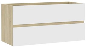 vidaXL Ντουλάπι Νιπτήρα Λευκό/Sonoma Δρυς 90x38,5x45 εκ. Μοριοσανίδα