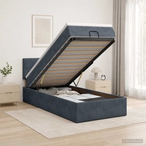 VidaXL Κρεβάτι Ottoman με Στρώμα και LED Σκούρο Γκρι 90 x 190 cm