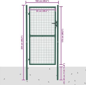 vidaXL Πόρτα Περίφραξης Πράσινη 100x175 εκ. από Ατσάλι