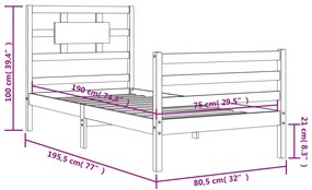 ΠΛΑΙΣΙΟ ΚΡΕΒΑΤΙΟΥ ΜΕ ΚΕΦΑΛΑΡΙ ΜΑΣΙΦ ΞΥΛΟ 2FT6 SMALL SINGLE 3194401