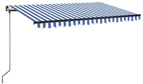 vidaXL Τέντα Συρόμενη Χειροκίνητη Μπλε / Λευκό 400 x 350 εκ.