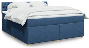 vidaXL Κρεβάτι Boxspring με Στρώμα Μπλε 180x200 εκ. Υφασμάτινο