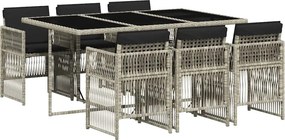 vidaXL Σετ Τραπεζαρίας Κήπου 7 τεμ. Αν. Γκρι Συνθ. Ρατάν με Μαξιλάρια