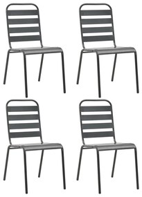 Καρέκλες Εξωτερικού Χώρου με Λωρίδες 4 τεμ. Σκ. Γκρι Ατσάλινες