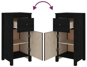 vidaXL Ντουλάπια 2 τεμ. Μαύρα 40x35x80 εκ. από Μασίφ Ξύλο Πεύκου