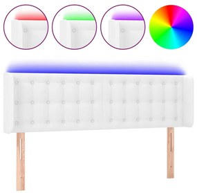 Κεφαλάρι Κρεβατιού LED Λευκό 147x16x78/88 εκ. Συνθετ. Δέρμα - Λευκό