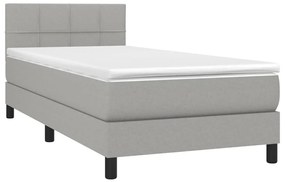 vidaXL Κρεβάτι Boxspring με Στρώμα &amp; LED Αν.Γκρι 80x200 εκ. Υφασμάτινο