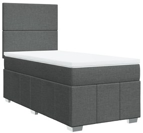 vidaXL Κρεβάτι Boxspring με Στρώμα Σκούρο Γκρι 90x190 εκ. Υφασμάτινο