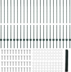vidaXL Εξωτερική εξάγωνη περίφραξη με στήλη 50 x 1,2 m Πράσινο Δίχτυ