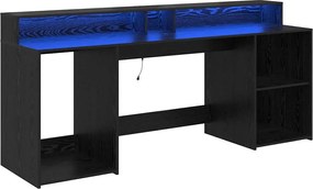 vidaXL Γραφείο με ράφι Μαύρη δρυς 200 x 55 x 91 εκ. Επεξεργασμένο ξύλο