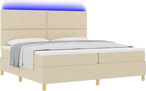 vidaXL LED Κρεβάτι με βάθρο με κεφαλάρι Κρεμ 200 x 200 cm ύφασμα
