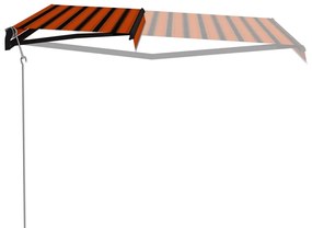 vidaXL Τέντα Συρόμενη με Αισθ. Ανέμου & LED Πορτοκαλί/Καφέ 500x300 εκ.