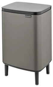 Κάδος απορριμμάτων Brabantia Bo Small Hi 12L, Ομαλό και αθόρυβο άνοιγμα, Αντιολισθητική βάση, Γκρι