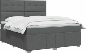 vidaXL Κρεβάτι box spring με στρώμα Σκούρο Γκρι 140 x 200 cm Ύφασμα