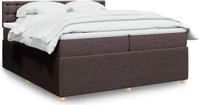 vidaXL Κρεβάτι Boxspring με Στρώμα Σκούρο Καφέ 200x200 εκ. Υφασμάτινο