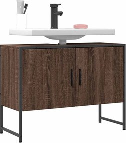 vidaXL Ντουλάπι Μπάνιου Νιπτήρα Καφέ Δρυς 80 x 33 x 60 εκ. Επεξ. Ξύλο