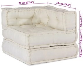 Modular Pouffe Cream 70x70x54 ύφασμα - Κρεμ