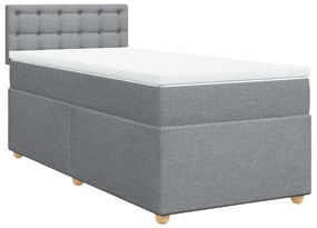 Κρεβάτι Boxspring με Στρώμα Ανοιχτό Γκρι 90x200 εκ. Υφασμάτινο - Γκρι