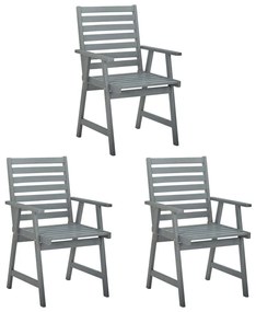 vidaXL Καρέκλες Εξ. Χώρου με Μαξιλάρια 3 τεμ. από Μασίφ Ξύλο Ακακίας