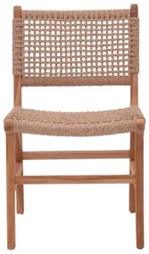 Καρέκλα Sponze σκελετός teak ξύλο με σχοινί σε φυσική απόχρωση 50x58x85εκ 50x58.5x85 εκ.