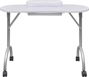 Αναδιπλούμενο Τραπέζι Μανικιούρ με Ροδάκια Λευκό