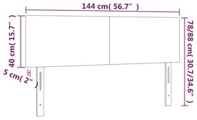 Κεφαλάρι Κρεβατιού LED Ανοιχτό Γκρι 144x5x78/88 εκ. Υφασμάτινο 3121330