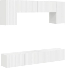 vidaXL Σετ επίπλου τηλεόρασης Επιτοίχιο 4 pcs Λευκό Επεξεργασμένο ξύλο