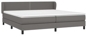 Κρεβάτι Boxspring με Στρώμα Γκρι 200x200 εκ. Συνθετικό Δέρμα - Γκρι