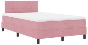 vidaXL Κρεβάτι Box Spring με Στρώμα & LED Ροζ 120x190 εκ. Βελούδο