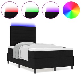 vidaXL Κρεβάτι  με ελατήρια, στρώμα & LED, Μαύρο, 120 x 200 εκ.
