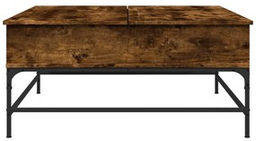vidaXL Τραπεζάκι Σαλονιού Καπνιστή Δρυς 95x95x45 εκ. Επ. Ξύλο&amp;Μέταλλο