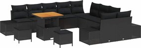 vidaXL Σετ Καναπέ Κήπου με μαξιλάρι 13 pcs Μαύρο Πολυ ράταν