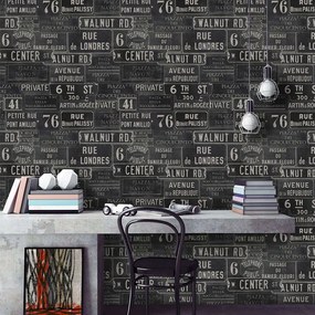 Ταπετσαρία Vintage Signs Anthracite WP20037 Black-White MindTheGap 52x300cm