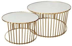 Tραπέζια σαλονιού Boron Inart χρυσό σετ 2τεμ μέταλλο