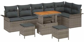vidaXL Σετ Καναπέ Κήπου με μαξιλάρι 9 pcs Γκρι 90 x 55 x 71 cm